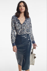 EMBOSSED LEATHER EFFECT AIME SKIRT